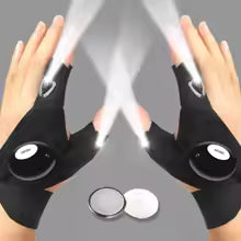 Gant de doigt demi LED pour hommes Femmes Extérieur Imperméable Pêche De Nuit Appât Cyclisme Running Lampe De Poche Gants Sans Doigts Durable