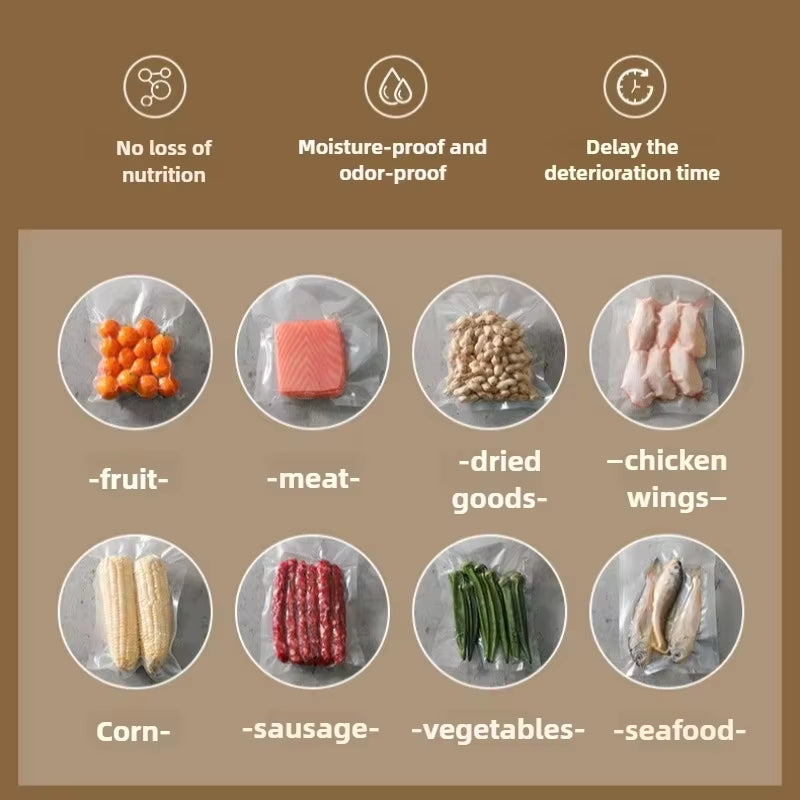 2025 High-Quality Vacuum Sealer Machine with 2 in 1 Mode for Fruits Meat Food Storage Vacuum Seal Bags Saver Kitchen Appliances